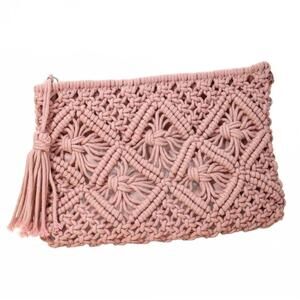 NEW LA MIEL women's solara macramé bag in light pink
